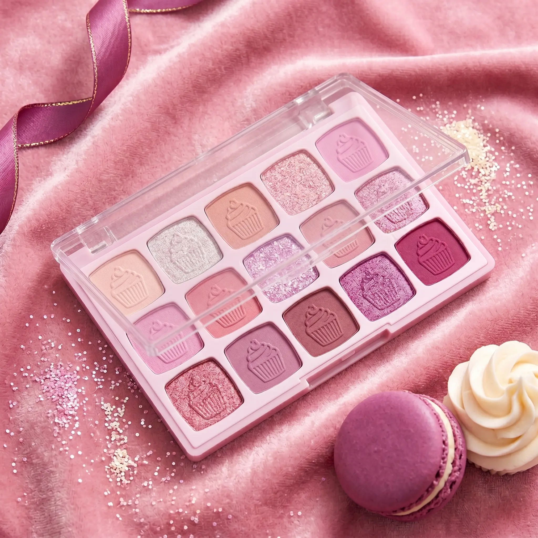 15-Color Eyeshadow Palette, Macaron Pastel Eyeshadow Makeup Palette, Matte, Shimmer, and Glitter Eyeshadows, Soft, Blendable Shades for Everyday and Party Makeup sweet pink