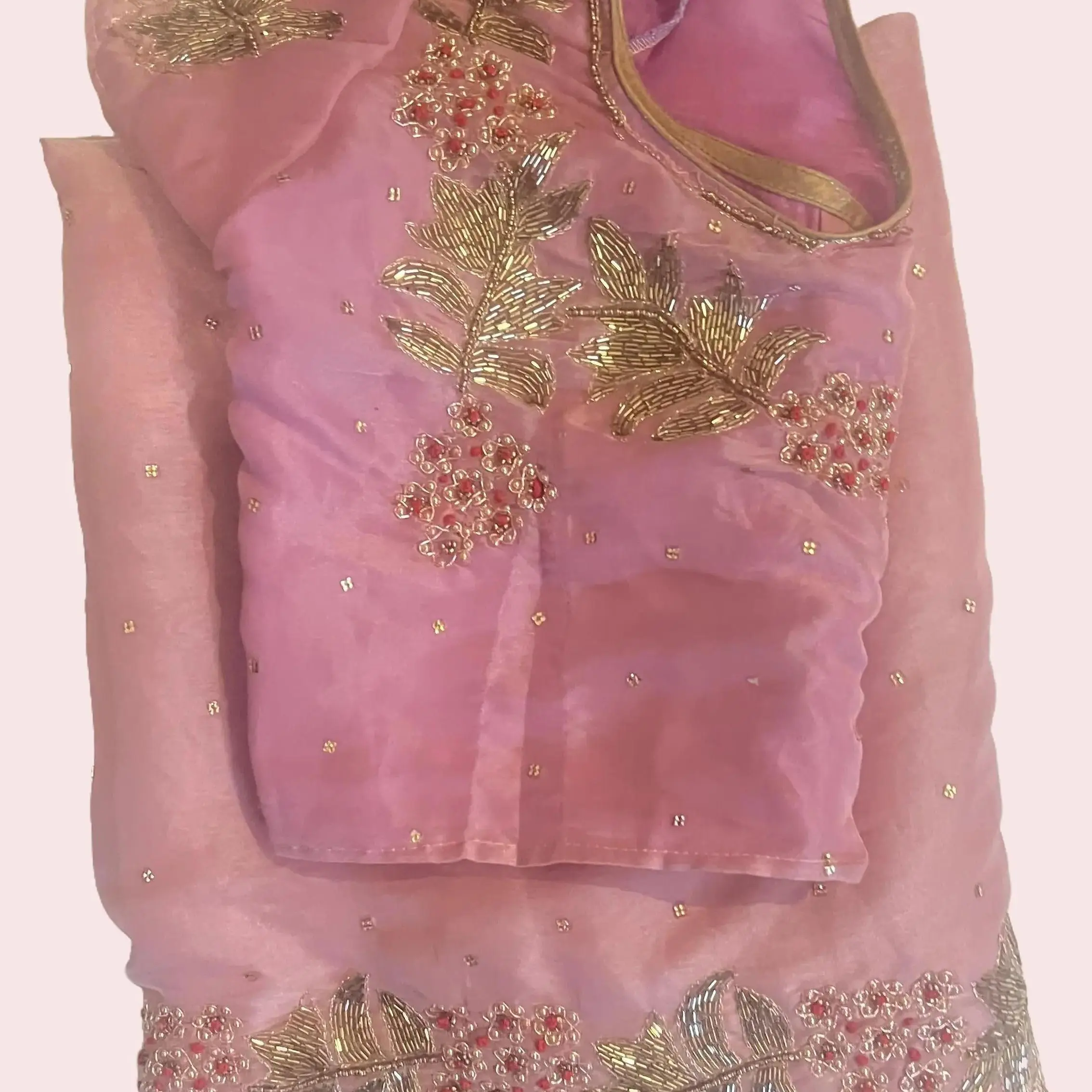 Women's pink  glass tissue saree  for Indian Weddings - Traditional Dress - Womenswear only saree Silk
