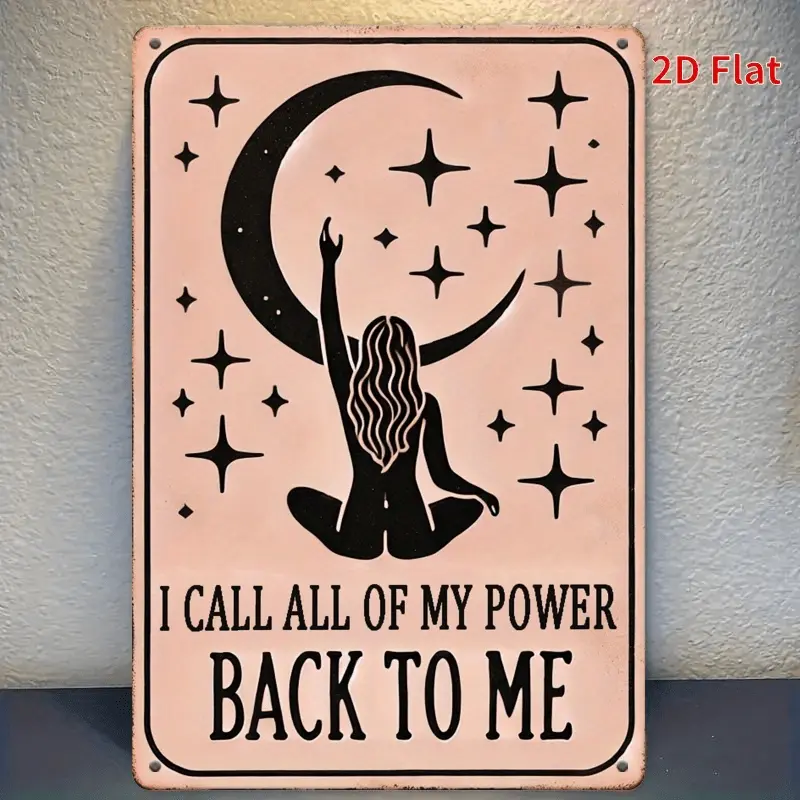 Metal Stars & Crescent Flat Iron Wall Sign - Pre-Drilled, Self-Discovery Theme, Funky Quirky Home Decor, Aesthetic Room Accent, Whimsical Gift for Home Yoga Studio, Funky Home Decor Quirky