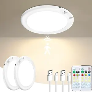 Magnetic Motion Sensor Ceiling Light, USB Rechargeable & Battery Powered, Easy Install Light with Remote for Indoor & Outdoor Use