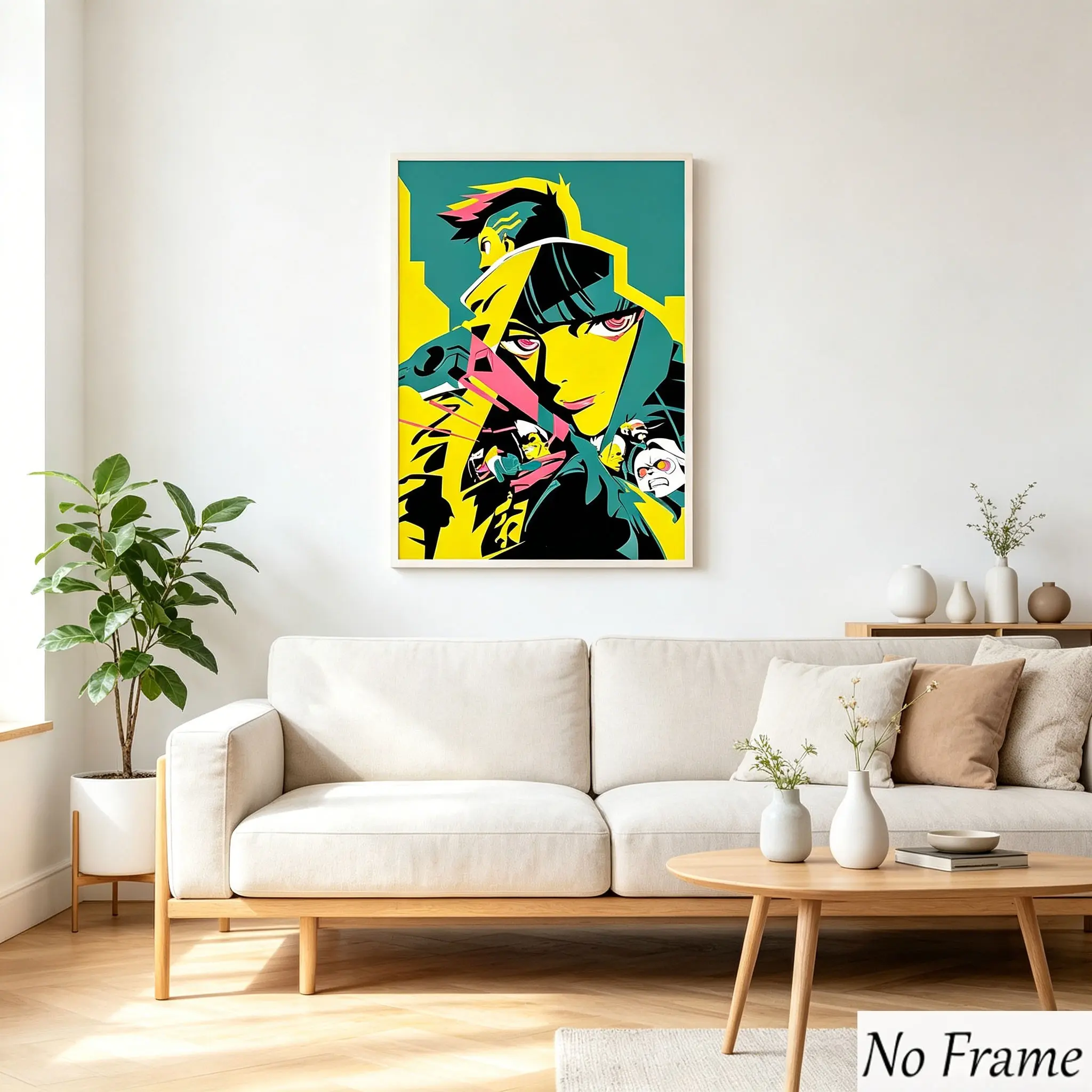 Cyberpunk Edge Runner Canvas Wall Art Poster, Decorative Artwork, Vibrant Neon Colors, High-Quality Print, Perfect for Bedroom and Game Room Decor