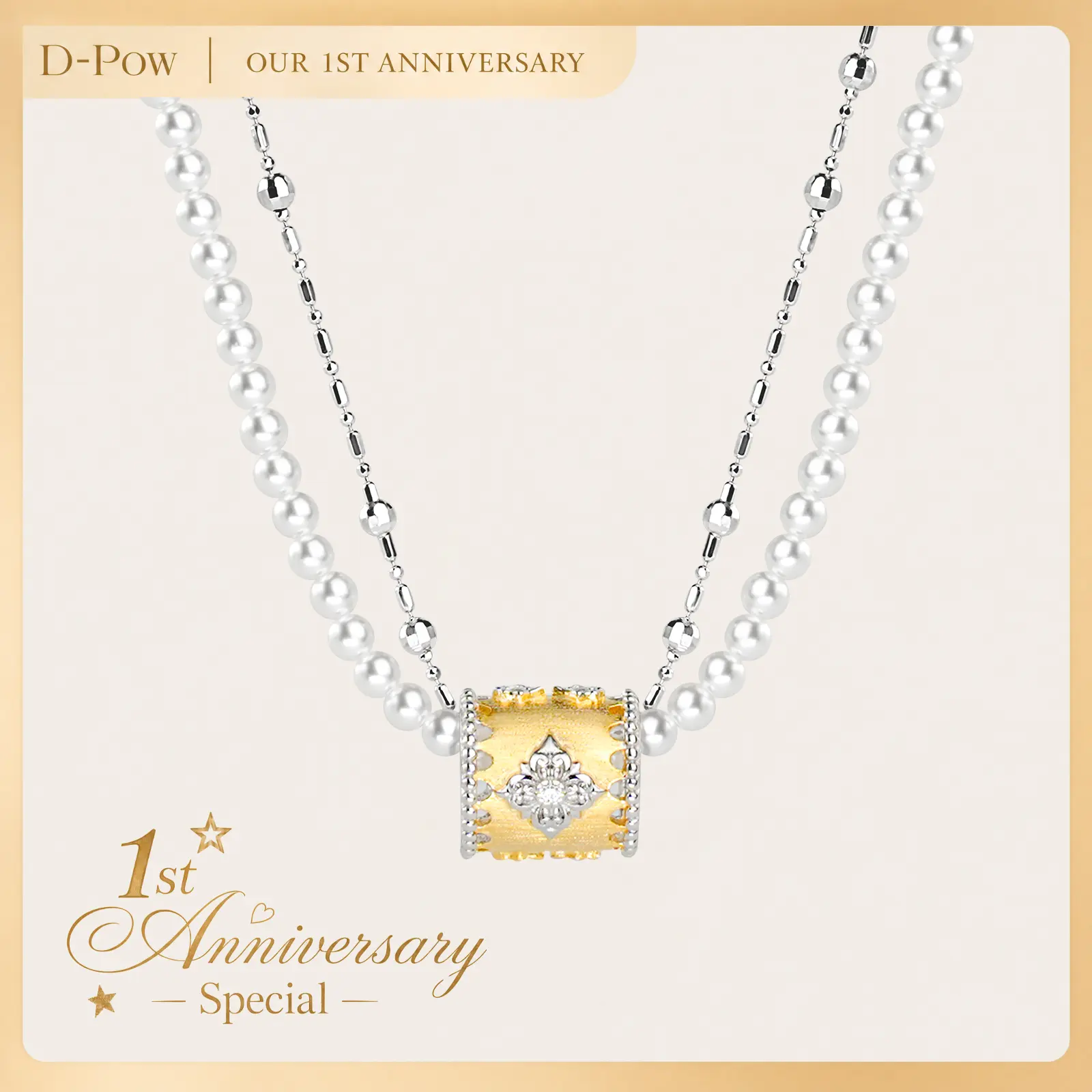 D-POW 925 New Arrival Baroque Bloom Dual-Layer Adjustable Necklace - 925 Sterling Silver Dainty Layered Choker, Romantic Vintage Floral Jewelry, Unique Gift for Women