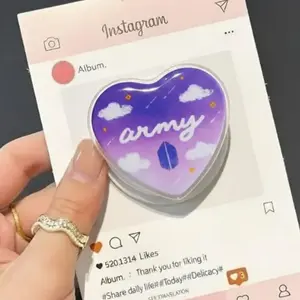 Kpop Purple Heart Phone Grip Cute Cloud Galaxy Aesthetic Phone Stand Holder Gift For Fans Supporters And Music Lovers Unique Trendy Accessory For Everyday Us