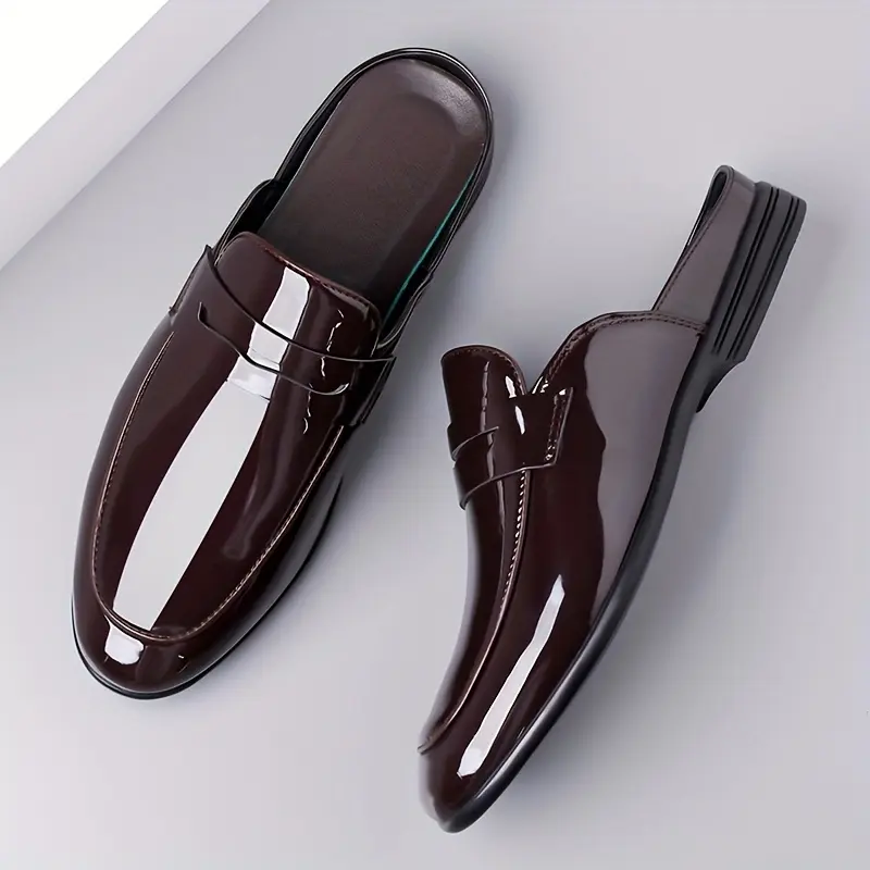 Men's Classic Loafer Mule Footwear - Solid PU Slip-On Clog with Slip-Resistant Rubber Sole, Round Toe, for Business, Casual & Outdoors Use