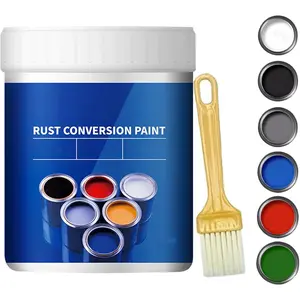Rust Converter For Metal, Rust Converter, 300g Weatherproof Rust Converter Paint For Metal, Water-Based Metallic Paint with Brush (Gray)