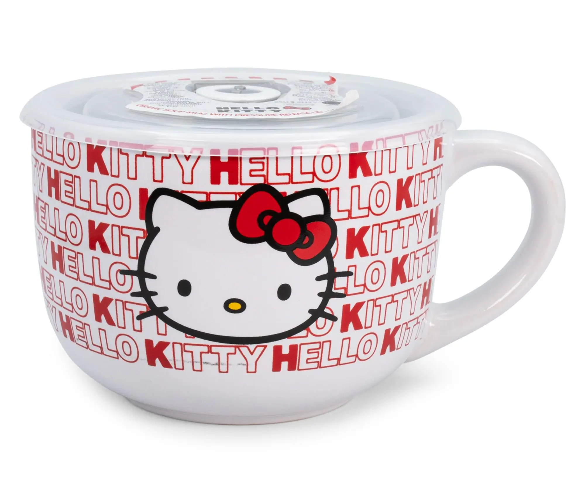 $31.99 | Sanrio Hello Kitty Red Ceramic Reusable Soup Mug with Lid, Collectible Cup for Drinks & Beverages, 24 oz Funny Mug
