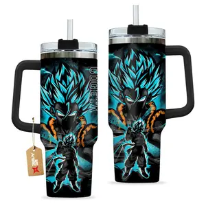 STORMMECH- Goget4 DBZ 40oz Handle Tumbler – Saiyan Warrior Stainless Steel Travel Mug, Anime Inspired Vacuum Insulated Cup, Large Iced Coffee Tumbler, Manga Fighter Drinkware, Otaku Gift for Him Her