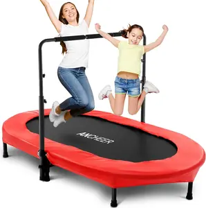 Ancheer 56" Kids Trampoline (Kids Outdoor Equipment) - ASTM Certified Foldable Rebounder, Adjustable Safety Handrail, 220LBS Capacity for Indoor Sports & Outdoor Games,outdoorfun,SummerWins