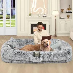 YITAHOME Human Dog Bed, 79"x43" Extra Large Memory Foam Dog Beds for Adults and Pets with Blanket and Pillow, Washable Fur Cover
