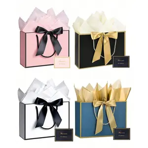 1/2/3Set, Large Paper Gift Bags, Gift Wrapping Supplies, Comes With Tissue Paper And Greeting Cards, Portable Gift Bags With Handles, Suitable For Bridesmaids, Birthdays, Valentine's Day, Weddings, Graduation Ceremony, Gift Package