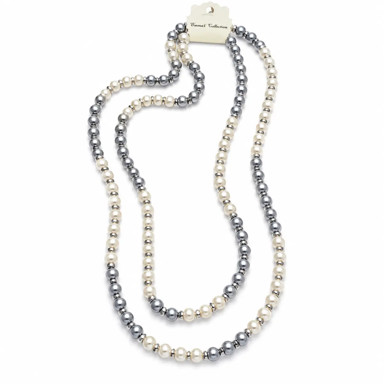 Classic Layered Necklace Set with Alternating Faux Pearls, 36-Inch Long for a Classic Silhouette, Lightweight with Matching Earrings, Unisex, Weddings, Western Charm, Wedding, Long Length., Unisex Wear., Wedding Ready.