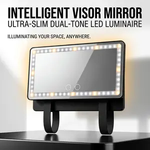 Car Sun Visor Vanity Mirror with Light, Rechargeable LED Car Makeup Mirror, 3 Lighting Modes Dimmable Touch Control, Universal Car Mirror for Women & Girls, Pink Box Gift