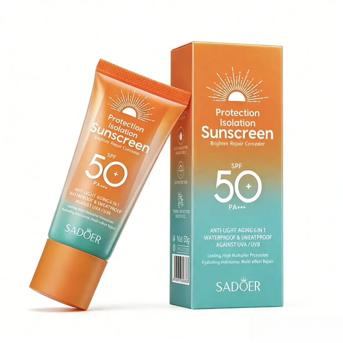 SADOER SPF50+ Facial Sunscreen Lotion - Lightweight Sun Cream, Non-Greasy, Waterproof, UV Protection for Daily Face & Body Use (SPF for Face Formula), Lotion With Spf, Adults, Daily Care