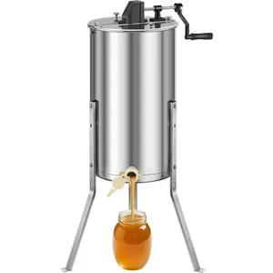 VEVOR 3 Frame Honey Extractor, Stainless Steel Manual Beekeeping Extraction, Honeycomb Drum Spinner with Transparent Lid, Apiary Centrifuge Equipment with Height Adjustable StandVEVOR Super Brand Day