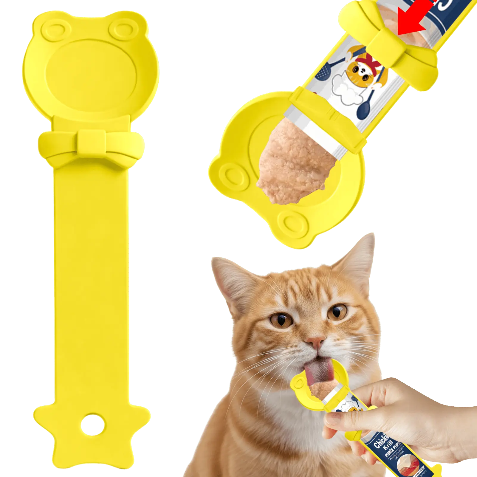 CHEF KITTY Mess-Free Cat Treat Spoon - Bowl/Dish Compatible Cat Feeding Accessory, Clean Hands Design, Comfortable Treat Control, Easy to Clean, All Seasons Non-Smart Feline Supply, Not Smart Devices, Control Over Treats