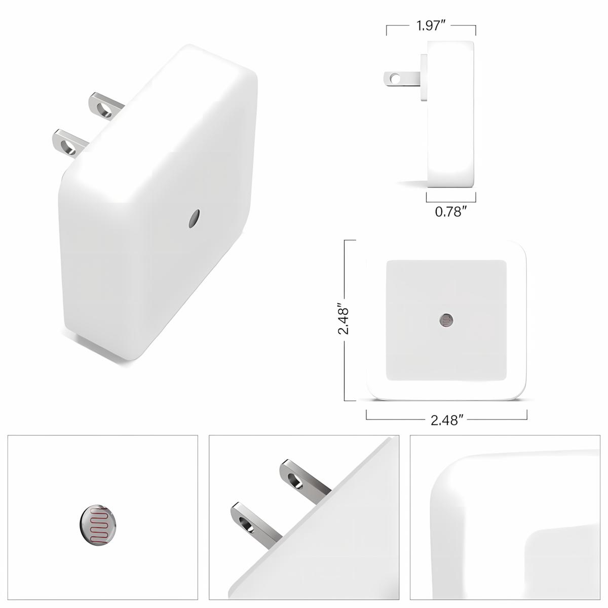 LED Plug-in Night Lights 6-Pack, Dusk to Dawn Sensor Night Light, Warm White Lamp for Bedroom, Bathroom, Hallway, Stairs and Home Daily Use