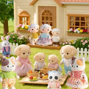 Forest Animal Family Doll Set, 4 Animals for Creative Role-Play, Random Outfit Styles, Ideal Holiday Easter Gifts, Dolls Gifts
