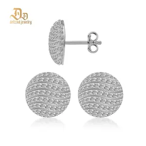 Delzzad 18K Gold-Plated Ice Wave Studs Earrings VVS Synthetic Moissanite S925 Stud Unisex Earrings Jewelry Perfect Birthday Mother’s Day Christmas Gift for Men Women Silver Earrings Golden Earrings Wedding Set