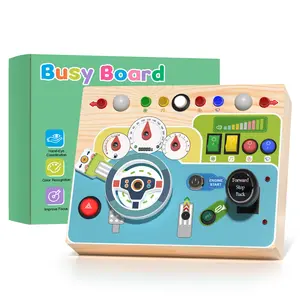 Busy Board for 1-3 Year Old- Wooden Sensory Toys -Fidget Activity Board for Toddlers Boys and Girls- Motor Skills Gifts for Children Kids outdoorfun