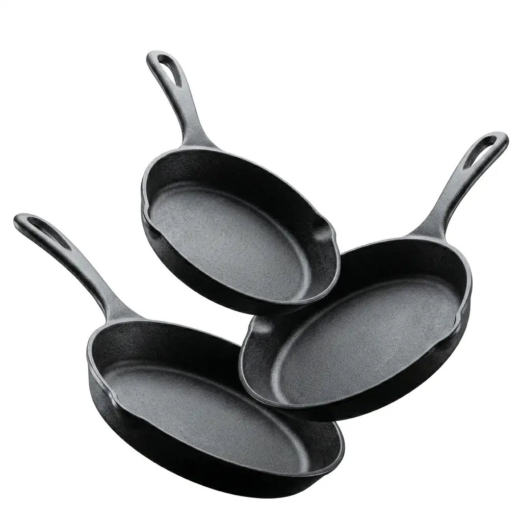 Utopia Kitchen 3-Piece Black Cast Iron Skillet Set - Pre-Seasoned Frying Pans 6", 8", 10" - Oven, Stove, Grill, Campfire Safe - Easy to Use Cookware