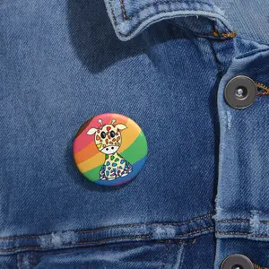 Rainbow Giraffe Pin Buttons, africa, safari, animals,  pride, lgbtq
