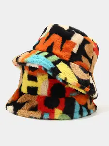 Women's Colorful Digital Print Beanie Hat, Casual Fashion Outdoor Travel Fleece Bucket Cap, Fall Winter Warm Knit Hat, Digital Printed Hat, Casual Trendy Hat