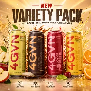 4GVN Classic Variety Pack - 4 Flavors in One Pack: Crisp Apple, Root Beer, Shirley Temple, Kingdom Citrus - 12 Fl oz Cans