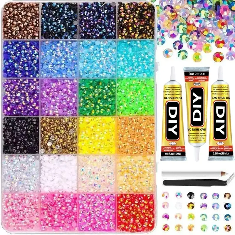 Bedazzling Kit Glitter Rhinestone DIY Metallic Set, 3mm Mixed Resin Crystals, Handmade Clothing & Nail Art Supplies, DIY Craft Essentials