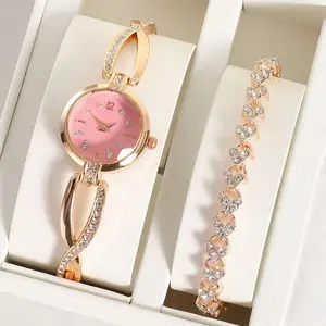 Women's watch bracelet set with small dial