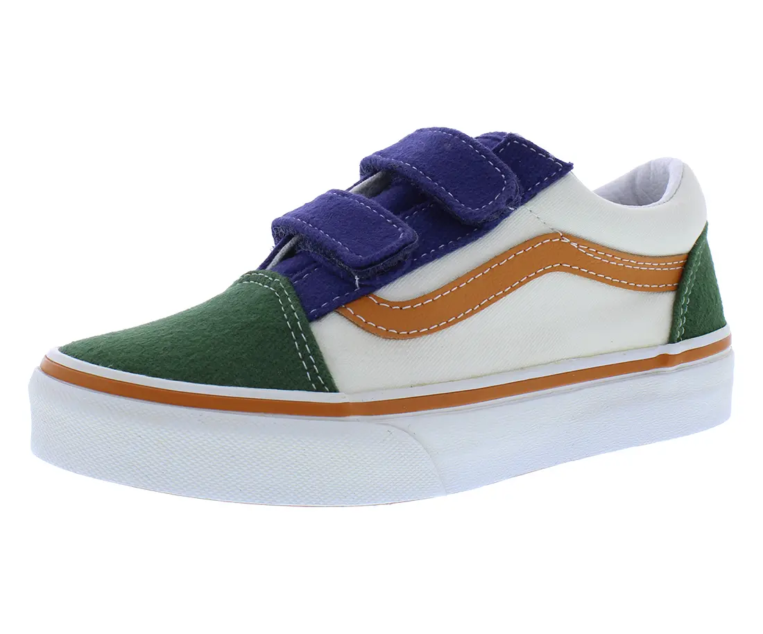 Boys' Vans Old Skool Velcro Suede PS Low-Top Casual Skate Shoes, Classic Skate Sneakers