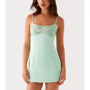 Women's Mini Cami Dress Stylish Sequin Flower Embroidered Square Neck Spaghetti Strap Dress