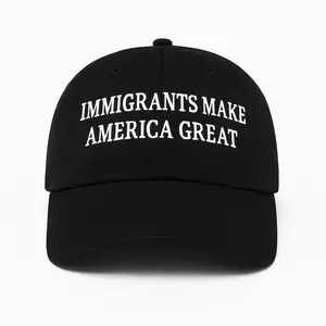DAD HATS - Immigrants Make America Great Hat, Stylish black cap with bold “Immigrants Make America Great” embroidery — a powerful statement of pride and unity.
