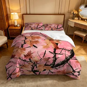 2/3pcs Camo Duvet Cover Set No Filler, Woodland Hunting Camouflage Bedding Set, Rustic Tree Leaf Print Comforter Cover, Soft Microfiber Bedroom Decor for Men Boys Hunting Cabin