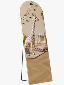 Idle Way 59x16 Arched Full-length Mirror Vertical or Tilted Aluminum Alloy Thin Frame Golden or Black for Mother and Room