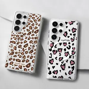Fashionable leopard print Magnetic phone Case for Samsung Galaxy S26/S25/S24/S23/S22/S21/S20/S10/NOTE20/NOTE10/NOTE9/PLUS/ULTRA/FE/A57/A56/A55/A54/A37/A36/A35/A34/A26/A25/A24/A23/A17/A16/A15/A14/A07/A06/A05,MagSafe,Transparent Shockproof Protective Cover