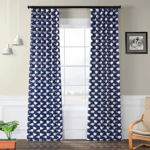 Half Price Drapes Migaloo Navy Emblem Room Darkening Curtain
