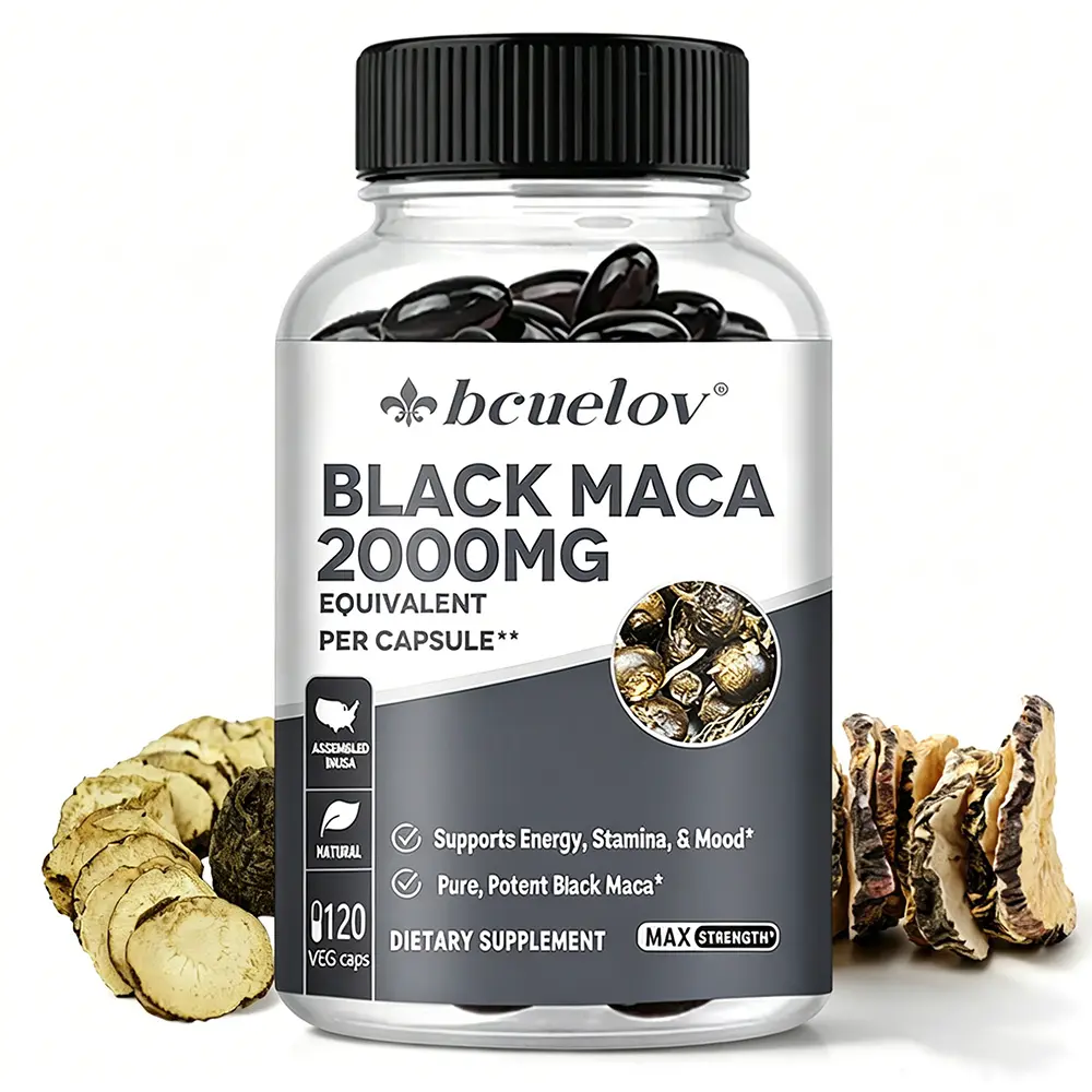 Bcuelov Premium Black Maca Complex Vitamins Dietary Capsule - Fitness & Daily Vitality Formula, Energy & Focus Support, Resilience Boost, 60-Day Supply, Fitness Supplement, Energy & Focus Vitamins Supplements