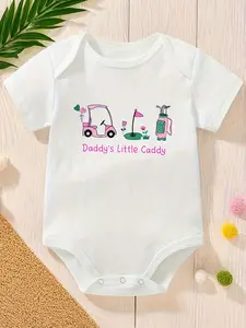 PUEMCO Baby Girls Bodysuit - Golf-Themed "Daddy's Little Caddy" Graphic Onesie, Cute Father-Daughter Design for Infants