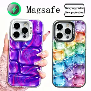 NeeDoh Cool Crush Ice Cube Phone Case, 3D Visual Effect Bubble Case, Glossy Hard Protective Cover, Colorful Aesthetic Case for iPhone 11-17 Pro Max 16 Plus Military-Grade Drop Protection Casing . Protective Durable, Shockproof Magnetic iPhone Case