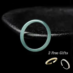 【Buy 1 Get 2 Free】 Skinny Jade  Ring - Green Crystal Stacking Ring | Comes with Free Pearl & Silver Ring  | Minimalist Stacking Ring | Boho Gift for Her | Polished Finish  | Promotes Calm Balance & Natural Elegance,summervibes
