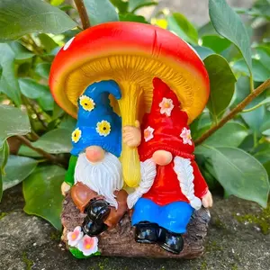 Charming Mushroom Gnome Statue, Garden Gnomes, Resin Material, Perfect for Garden & Home Decor, Ideal for Christmas, Halloween, Thanksgiving, Valentine's Day
