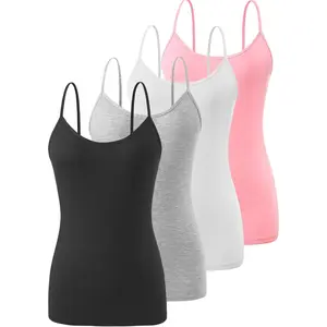 4 Pack Camisole Tops for Women Basic Undershirt Tanks Adjustable Spaghetti Straps Camis Seamless Soft Layering TopGift