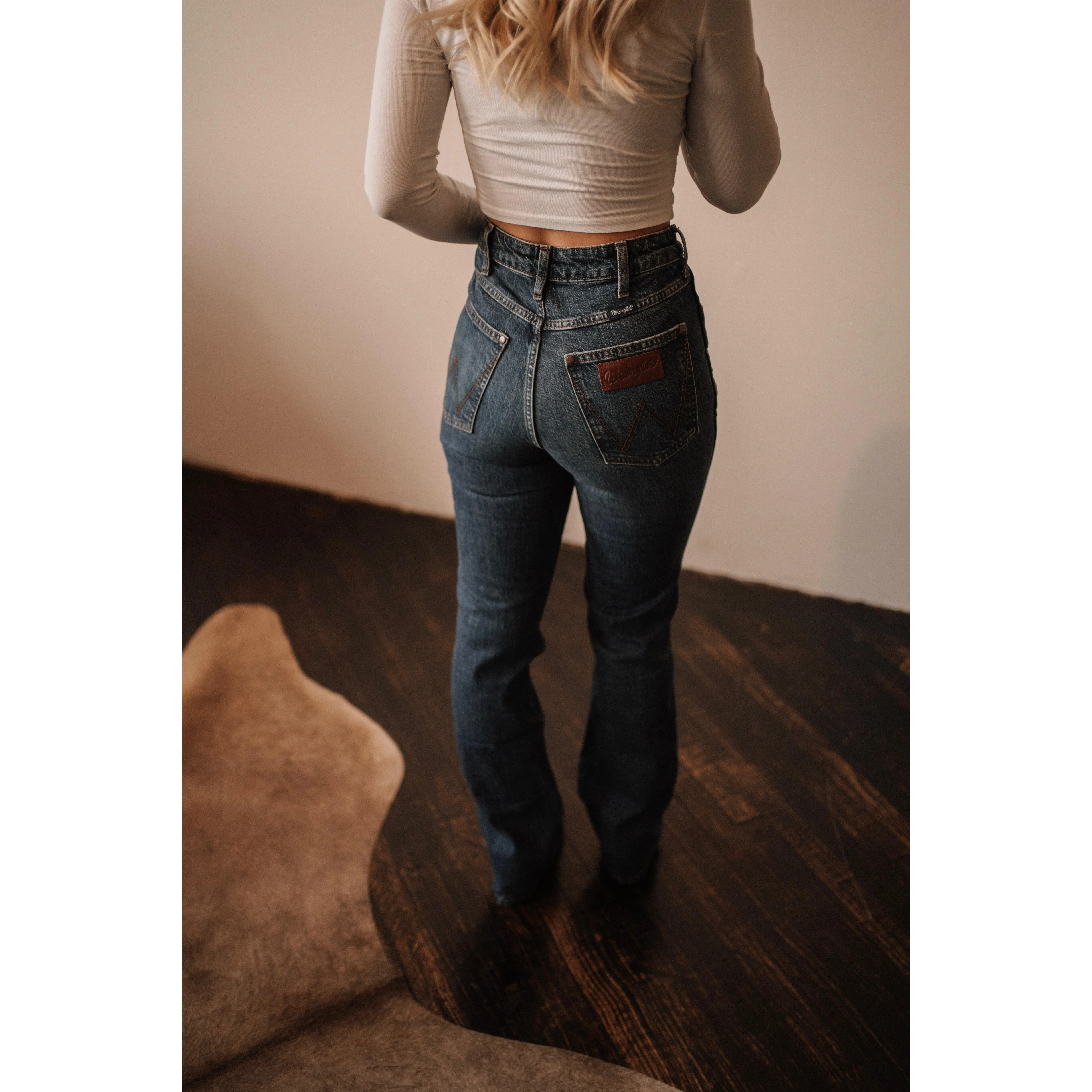 Wrangler Women's Autumn Blues Bootcut Denim Pants - Button-Closure, Elastane Blend Western Clothing Women's Bottoms, Jeans
