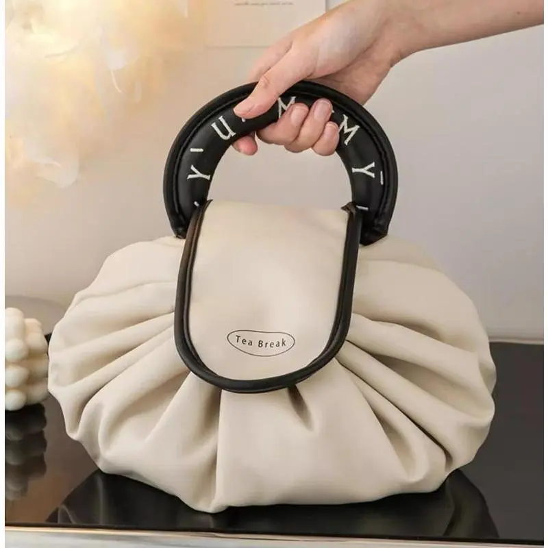 Portable Chic Foldable Makeup Organizer - Water-Resistant with Handle | Multiple Pockets for Skincare & Cosmetics | Travel/Everyday Must-Have