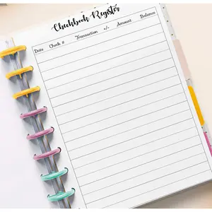 Checkbook Register Inserts for 7-Disc Mini Happy Planner, Mini Happy Planner Budget Planner, Pre-punched Planner Inserts, Budget Planner