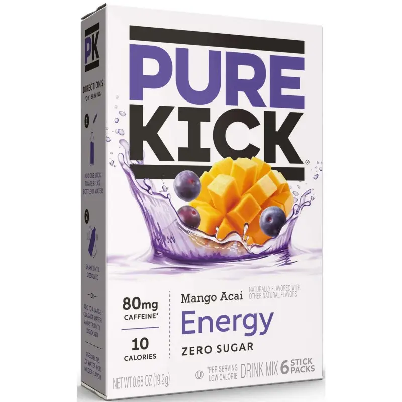 6x Pure Kick Energy Mango Acai Drink Mix Nectar Juice Refreshment Thirst Quencher 6ct