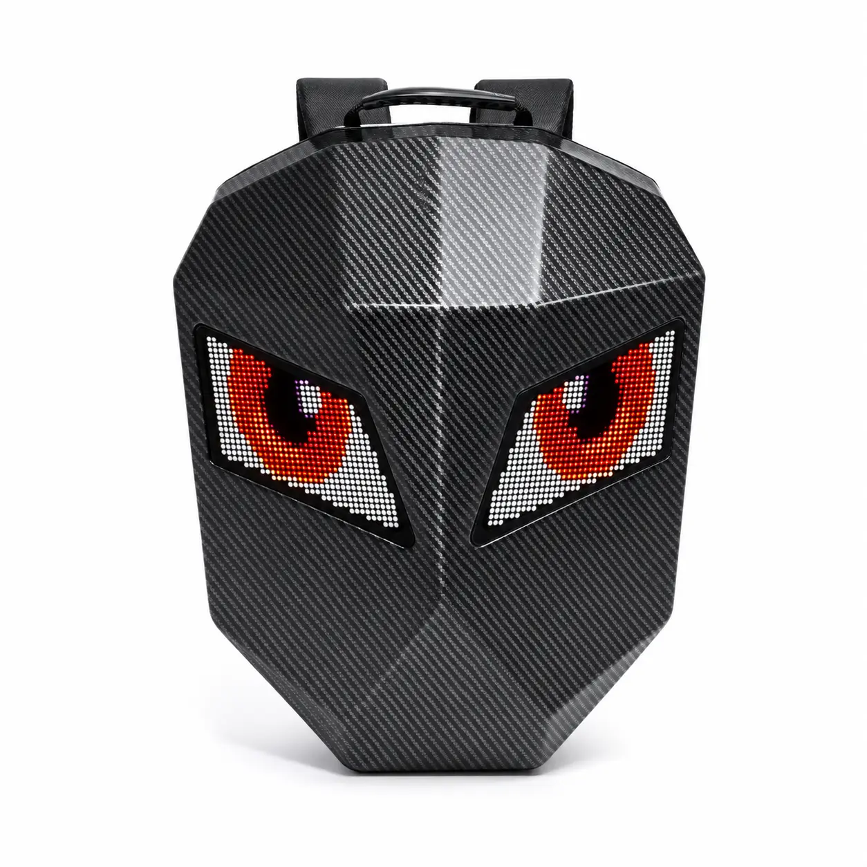 19" Led  Motorcycle Backpack with Programmable LED Screen, App-Controlled Black PVC Hard Shell Rider Bag, Water-Resistant Cyberpunk Tech Backpack for Cycling & Commuting