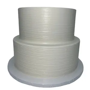 FromJennWithLove 2 Tier Ivory Foam Fake Wedding Cake Display Prop with Brushed Texture for Photoshoot and Event Dessert Table Styling