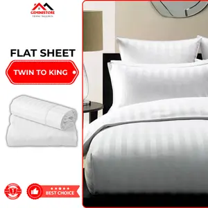 Luxury Hotel Flat Sheet 100% Cotton - Smooth Sateen Classic White Top Sheet, Breathable Cooling Bedding, Wrinkle Resistant Premium Softness