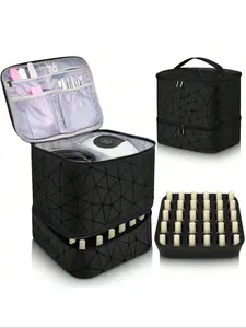 Nail Polish Storage Kit Holds 30 Bottles, Portable Nail Lamp Box, Essential Manicure Accessories, Must-Have Beauty Tools, Makeup Storage Bag, Makeup Storage Organizer, Travel Cosmetic Bag, Vanity Makeup Organizer, Cosmetic Travel Bags
